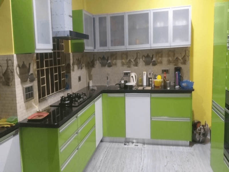green modular kitchen