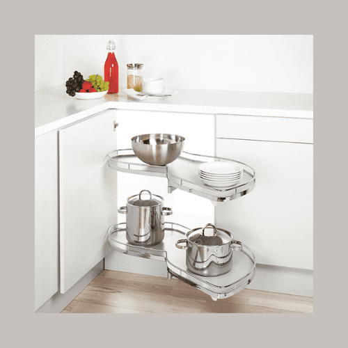 Corner Solutions-Swing Corner Kitchen Rack-Modular kitchen Accessories-Stainless steel modular kitchen manufacturer-Asia Fineline-Best Stainless Steel Kitchen