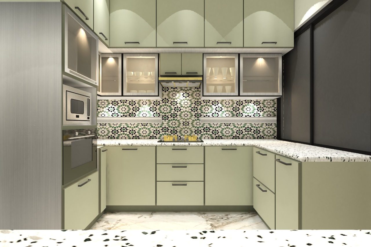 U shaped kitchen-Colored Stainless Steel Modular kitchen-U shaped stainless steel modular kitchen-Asia Fineline-Stainless steel modular kitchen