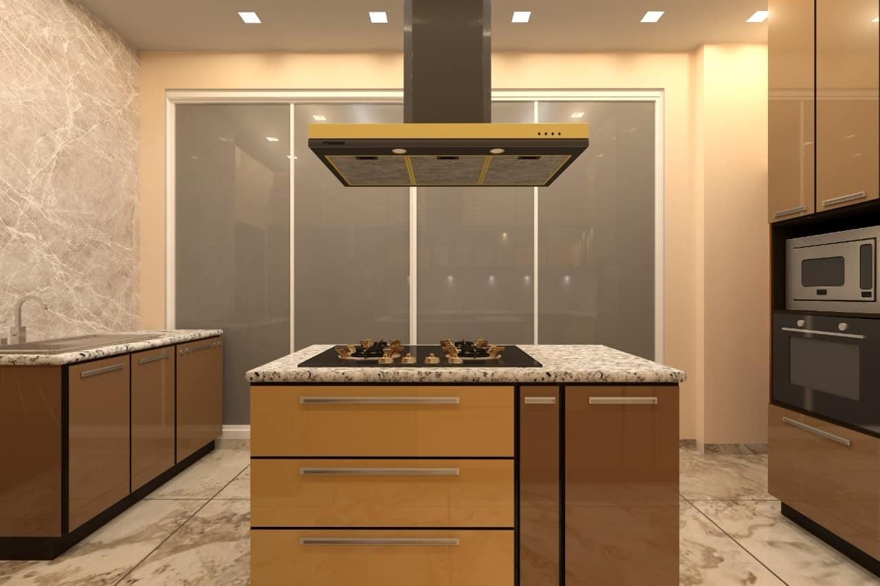 Modular Kitchen Manufacturer-Island kitchen design-Brown color kitchen-Stainless Steel modular kitchen-Asia Fineline